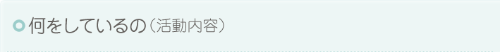 何をしているの(活動内容)